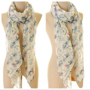 Accessories - Gorgeous bicycle print long viscose scarf Accessories - Gorgeous bicycle print long viscose scarf